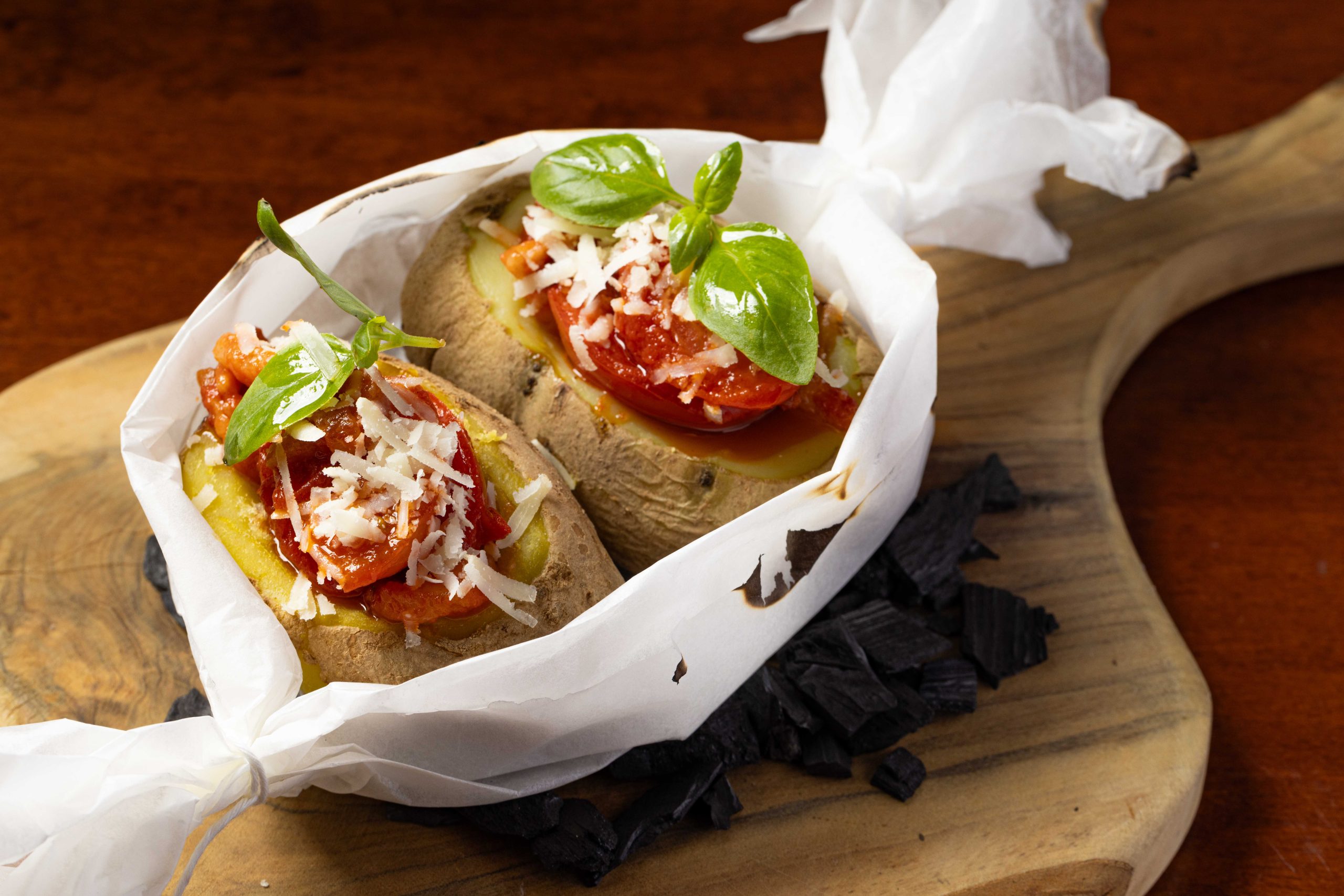 Baked potatoes ‘all’amatriciana’